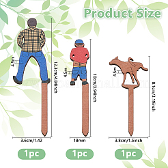 3Pcs 3 Styles Human Wooden Plant Labels&nbsp;AJEW-DC0002-01A