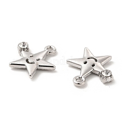 ラックメッキ合金ラインストーンペンダント  カドミウムフリー＆鉛フリー  スターのチャーム  プラチナ  16x15.5x3mm  穴：1.6mm&nbsp;FIND-G044-14P