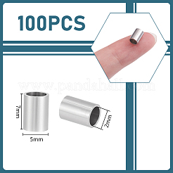 304ステンレススチールチューブビーズ100個  チューブ  ステンレス鋼色  7x5mm  穴：3.8mm&nbsp;STAS-UN0063-82B-P