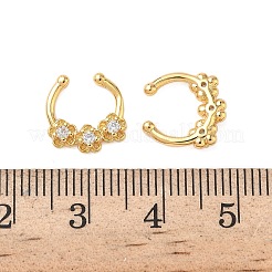 Brass Pave Clear Cubic Zirconia Circular/Horseshoe Barbell Nose Rings&nbsp;EJEW-D337-18D-G