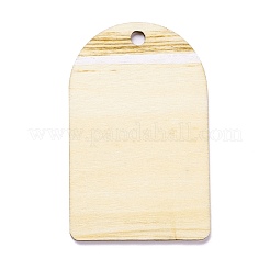 ラマダンテーマウッドペンダント  マスジッド柄  半楕円形  桃パフ  67x42x2mm  穴：5mm&nbsp;WOOD-C011-06B