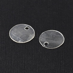 天然カピス貝ペンダント  フラットラウンド  ホワイト  14~14.5x0.5mm  穴：2mm&nbsp;BSHE-H018-19