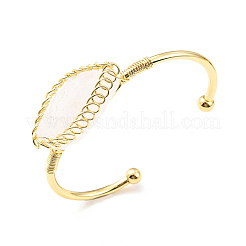 Natural Quartz Crystal Horse Eye Wrapped Cuff Bangle&nbsp;G-D458-02G-04-RS
