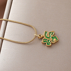 Vintage 304 Stainless Steel Enamel Maple Leaf Pendant Necklaces for Women&nbsp;YM5382