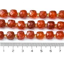 天然石カーネリアンビーズ連売り  シードビーズで  多面カットキューブ  8~9x8~9x8~9mm  穴：0.9~1mm  約35~39個/連  14.80''~15.16''（37.6~38.5センチメートル）&nbsp;G-Q010-A17-01
