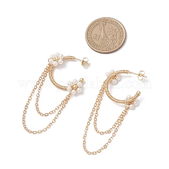 Brass Flower Tassel Stud Earrings&nbsp;EJEW-TA00716