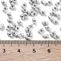 焼付塗装ガラスシードビーズ  ピーナッツ  銀  2~2.5x4x2mm  穴：0.8mm  約15000個/ポンド&nbsp;SEED-A033-04L