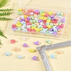 98個 7色UVメッキ不透明アクリルビーズ  虹色の  ハート  ミックスカラー  9x11.5x7mm  穴：1.4mm  14個/カラー&nbsp;MACR-FS0002-16