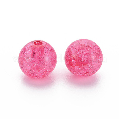 クリアクラックアクリルビーズ  ラウンド  フクシア  12x11mm  穴：2mm  約566個/500g&nbsp;MACR-S373-66A-N09-1