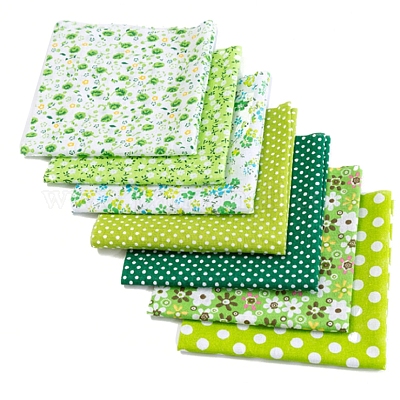 プリントコットン生地7枚  パッチワーク用  パッチワークにティッシュを縫う  正方形  黄緑  25x25cm&nbsp;PW-WG56120-04-1