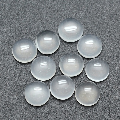 天然なホワイトアゲートのカボション  半円  8x3.5~4mm&nbsp;G-P393-R07-8MM-1