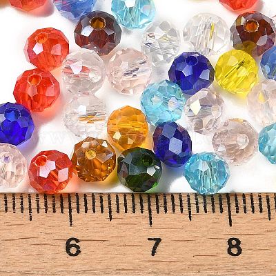 ガラスビーズ  多面カット  ロンデル  ミックスカラー  6x5mm  穴：1mm  約2360個/500g&nbsp;EGLA-A034-LM6mm-61-1