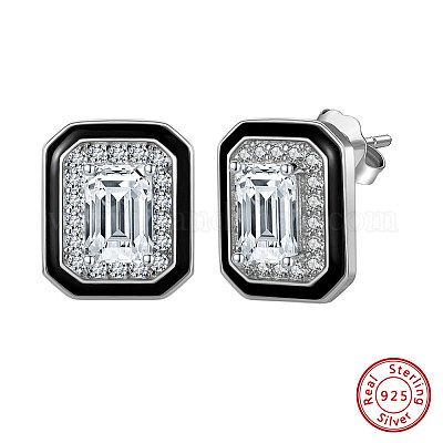 925 Sterling Silver Cubic Zirconia Stud Earrings&nbsp;EJEW-L294-013P-1