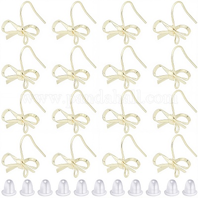 28Pcs Bowknot Shape Brass Earring Hook&nbsp;DIY-SP0001-06G-1