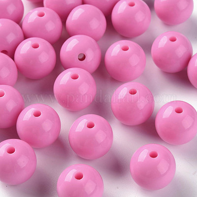 不透明なアクリルビーズ  ラウンド  ショッキングピンク  16x15mm  穴：2.8mm  約220個/500g&nbsp;MACR-S370-C16mm-A02-1