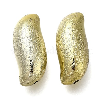 UVメッキ CCB プラスチックビーズ  テクスチャー  ピーナッツ  シャンパンゴールド  25x11x11mm  穴：2mm&nbsp;CCB-D008-09G-1