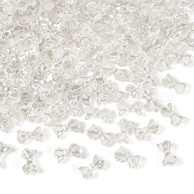 200個のABS模造真珠ビーズ  蝶結び  9x15x3.5mm  穴：2mm&nbsp;OACR-TA0003-84C-1