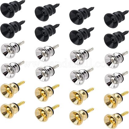 24セット3色の鉄製ギターストラップボタン ネジとワッシャー付き