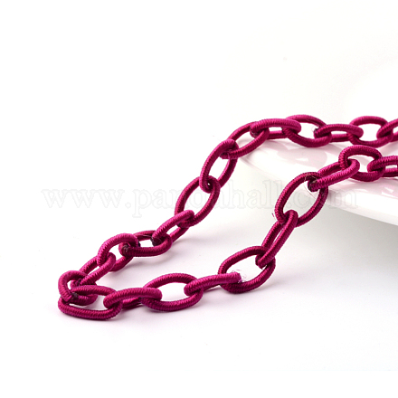 手作りナイロンアズキチェーンループ  オーバル  赤ミディアム紫  12~14x7~10x2mm  95cm/連について  37.4インチ&nbsp;NWIR-R034-02-1