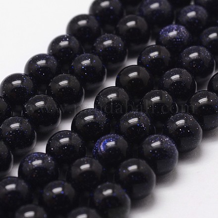 Synthetic Blue Goldstone Beads Strands G-D840-81-8mm-1