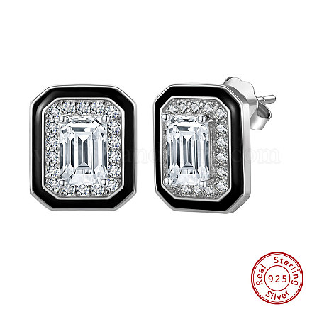 925 Sterling Silver Cubic Zirconia Stud Earrings EJEW-L294-013P-1