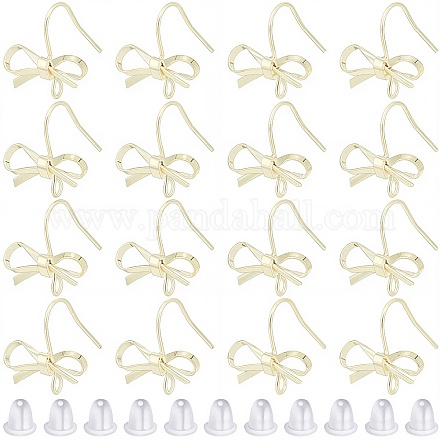 28Pcs Bowknot Shape Brass Earring Hook DIY-SP0001-06G-1