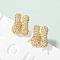 Brass Micro Pave Cubic Zirconia Stud Earrings, Pave Cluster Earring, Rack Plating, Long-Lasting Plated, Real 18K Gold Plated, Letter H, 13x10.5mm