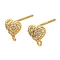 925 Sterling Silver Ear Stud Findings, with Cubic Zirconia, Heart, 7.5x7mm, Hole: 1mm, Pin: 11x0.9mm