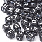 Opaque Horizontal Hole Acrylic Beads, Mixed Letters, Cube, Black & White, Mixed, 5x5x5mm, Hole: 2mm, about 500pcs/50g