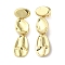 Rack Plating Brass Dangle Stud Earring, Long-Lasting Plated, Lead Free & Cadmium Free, Oval, Real 18K Gold Plated, 46x14.5mm