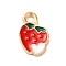 Alloy Enamel Pendants, Light Gold, Fruit, Strawberry, 13x9x1.5mm, Hole: 1.6mm