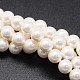 シェルパールビーズ連売り  ラウンド  ホワイト  14mm  穴：1mm  約28個/連  16インチ&nbsp;X-BSHE-E008-14mm-12-1