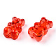 透明なアクリルビーズ  クマ  レッド  18.5x12x7.6mm  穴：1.6mm&nbsp;FIND-CJC0006-01A-2