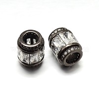 Column Brass Micro Pave Cubic Zirconia European Bead&nbsp;ZIRC-N017-20B-NR