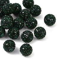 A級ラインストーンビーズ  パヴェボールディスコビーズ  樹脂と陶土  ラウンド  グリーン  pp11（1.7~1.8mm）  12mm  穴：1.5mm&nbsp;RB-B027-2