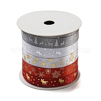 10m 5色ホットスタンプクリスマスポリエステルリボンセット  ギフト包装用  ミックスカラー  3/8インチ（9.5mm）&nbsp;OCOR-Q026-02