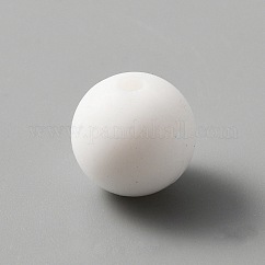 Silicone Beads, Round, White, 15mm, Hole: 2mm