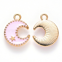 合金エナメルチャーム  月＆星  ライトゴールド  ミックスカラー  16x13x2mm  穴：1.8mm&nbsp;ENAM-S121-063