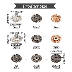 24Pcs 3 Colors Alloy & Brass Snap Buttons&nbsp;FIND-NB0003-65