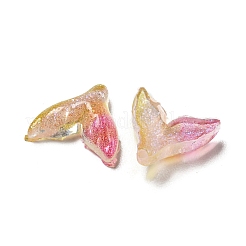 光る透明樹脂デコデンカボション  暗闇で光るカボションとグリッターパウダー  カメリア  魚尾  9x10x3mm&nbsp;RESI-D013-16B