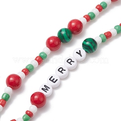 Christmas Glass Beaded Mobile Straps&nbsp;HJEW-TA00009