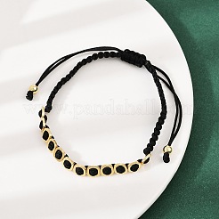 Square Brass Cotton Cord Adjustable Braided Bracelets&nbsp;BJEW-L568-05G