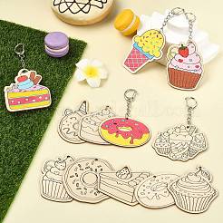 デザート木製キーホルダー36個  湯通しアーモンド  59~73x53~70x2mm&nbsp;ST-CJ0028-15