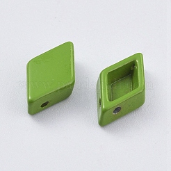 スプレー塗装合金マルチ連リンク  タイル弾性ブレスレット作り用  菱形  ライムグリーン  12x7x3.5mm  穴：0.8mm&nbsp;PALLOY-G268-C-030