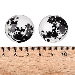 蛍光ガラスカボション  半月と月  暗闇で光るビーズ  ブラック  25x7.5mm&nbsp;GGLA-T004-12A