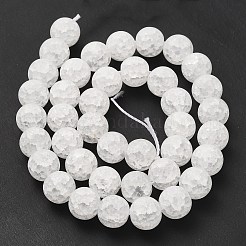 つや消しクラックルガラスビーズ  染め  ラウンド  合成結晶  ホワイト  10mm  穴：1mm  約39~42個/連  15インチ&nbsp;CCG-10D-37