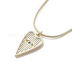 5Pcs 5 Color Cubic Zirconia Heart with Evil Eye Pendant Necklaces Set with Round Snake Chains&nbsp;NJEW-JN04086