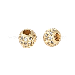 Rack Plating Brass Micro Pave Clear Cubic Zirconia Beads&nbsp;LS-KK-Z060-21G