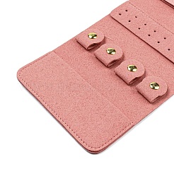マイクロファイバージュエリー収納袋  ポータブルトラベルジュエリーロールイヤリング用  ブレスレット  ネックレス包装  長方形  ライトコーラル  48cm&nbsp;ABAG-G015-01E