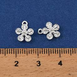 真鍮製マイクロパヴェキュービックジルコニアチャーム  花  925銀メッキ  透明  11x8x4.5mm  穴：1mm&nbsp;KK-C155-04S-01